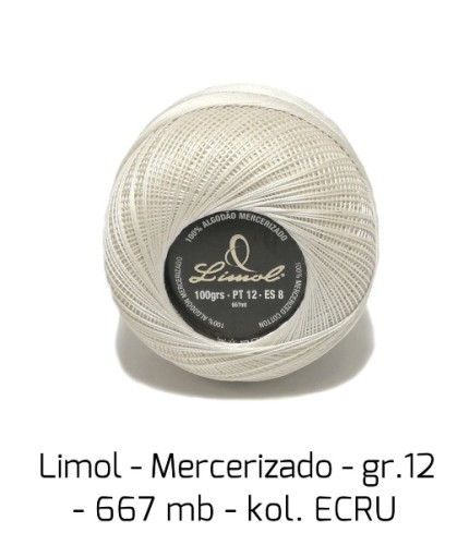 Kordonek Limol Mercerizado, PT 12, ecru