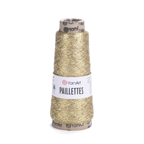 Nić metalizowana Yarn Art Paillettes z cekinami 8002 złoty