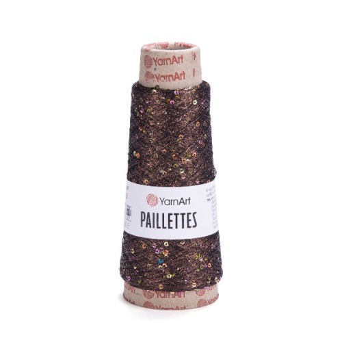 Nić metalizowana Yarn Art Paillettes z cekinami 8007 brązowy