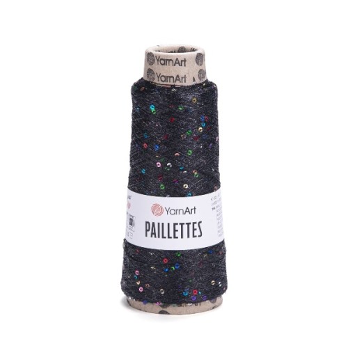Nić metalizowana Yarn Art Paillettes z cekinami 8010 czarny