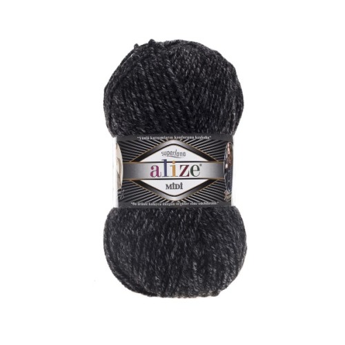 Włóczka Alize Superlana MIDI 800 czarny melanż