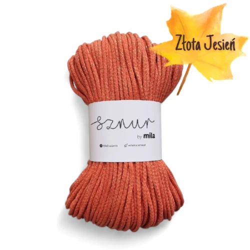 sznuerkbawełniany glitter 3 mm złota jesień, dynia