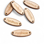 Etykieta "Handmade" drewno 3x1 cm  owal nr 12
