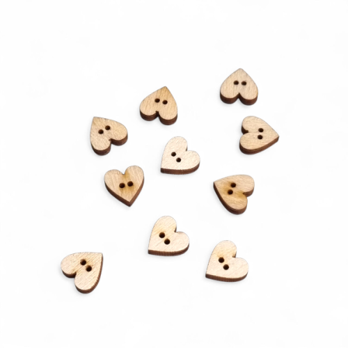 Guziczki drewniane mini serca 1cm, 10 szt nr 16