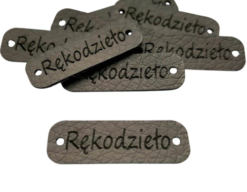 Etykieta "Rękodzieło" eko skóra ciemny szary nr 45