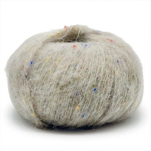 Włóczka Mondial Tweedy 701 beżowy  tweed, alpaka, włóczka z alpaką, alpaca, kid moher, baby alpaka, mikrofibra PA, wiskoza, nopki, z nopkami, chmurka, tweedowa, mgiełka, brushed, kardigan, sweter, szal, chusta