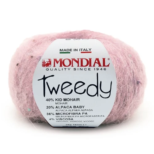 Włóczka Mondial Tweedy 704 pudrowy róż