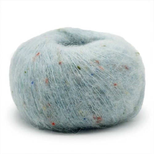Włóczka Mondial Tweedy 706 jasny morski tweed, alpaka, włóczka z alpaką, alpaca, kid moher, baby alpaka, mikrofibra PA, wiskoza, nopki, z nopkami, chmurka, tweedowa, mgiełka, brushed, kardigan, sweter, szal, chusta