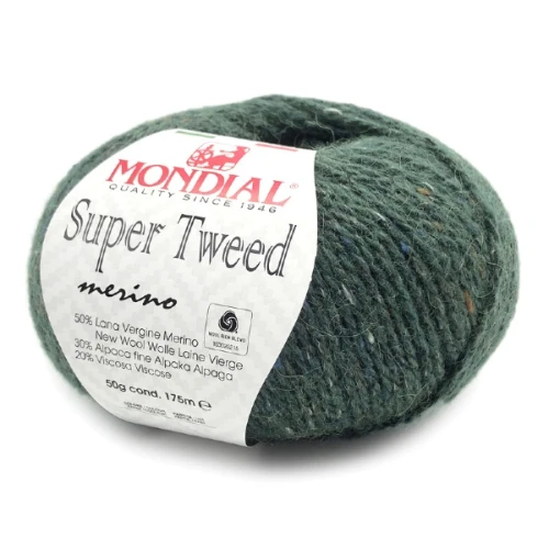Włóczka Mondial Super Tweed 428 zielony leśny