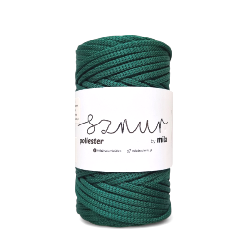Sznurek poliestrowy by Mila 5mm płaski, 100m, 12 głęboka zieleń