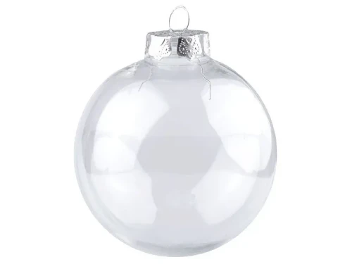 Bombka plastikowa transparentna, 10 cm, zestaw 6 szt srebrny