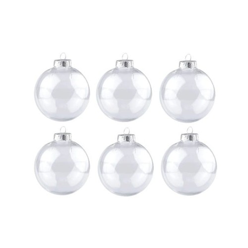 Bombka plastikowa transparentna, 8 cm, zestaw 6 szt, srebrny