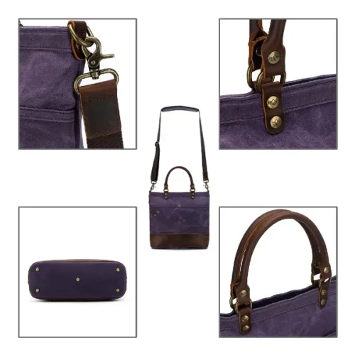 Torba projektowa Della Q Canvas tote 34x30x18cm fioletowa