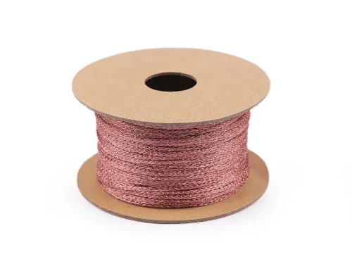 Sznurek lurex 1 mm, 25m, stary róż