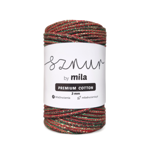 Sznurek 3 mm PREMIUM 50m PCG129 Glitter świąteczny OUTLET