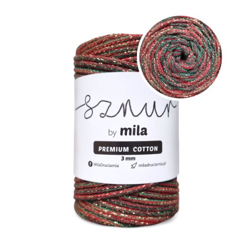 Sznurek 3 mm PREMIUM 50m PCG129 Glitter świąteczny OUTLET