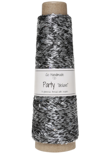 Włóczka GH Party Delux 18155, srebrno-czarny mix