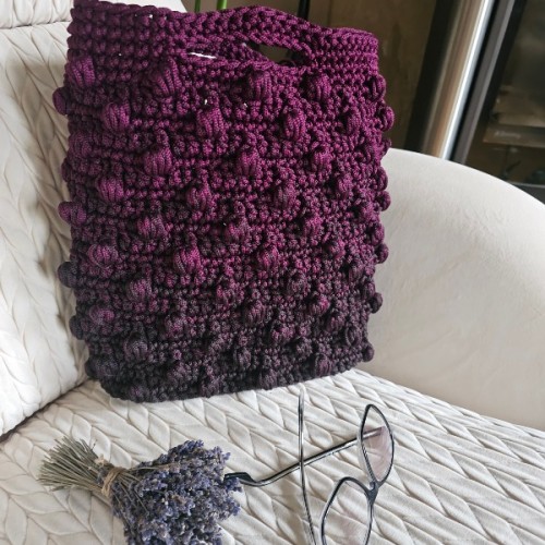 Wzór na torebkę PUFFYBAG od Calu Art ZE SZNURKA POLIESTROWEGO OMBRE BY MILA