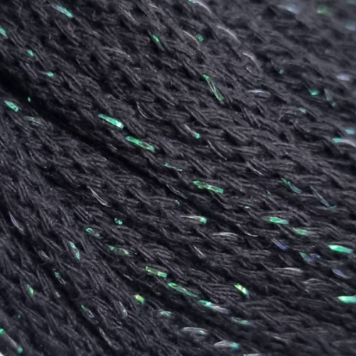 Sznurek 5 mm PREMIUM COTTON GLITTER, 100m PCG104 CZARNA PERŁA