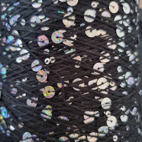 Włóczka cekinowa Blink! nr BAJ006 czarny, holo