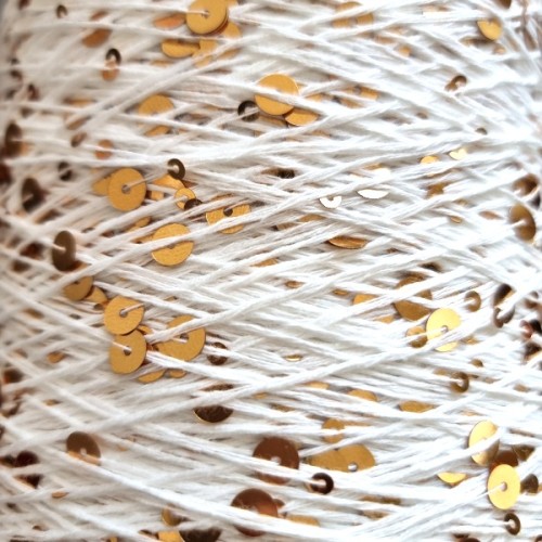 Włóczka cekinowa Blink! nr BAJ022 biały /złoty