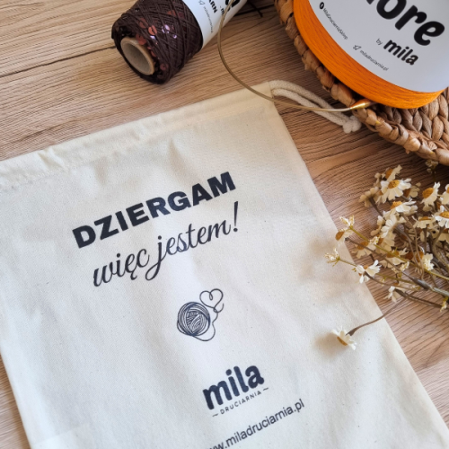 Woreczek bawełniany na włóczkę Dziergam więc jestem