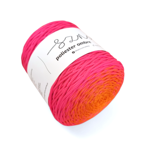 Sznurek poliestrowy OMBRE 3 mm, 300m OM44 pomarańczowy/barbie