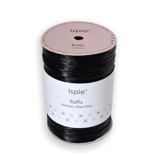 Rafia Ispie 226A Black Pearl, raffia Ispie do szydełkowania, papierowa, wiskoza, czarna perła
