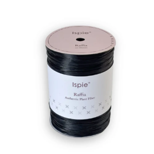 Rafia Ispie 126A czarny, raffia Ispie do szydełkowania, papierowa, wiskoza