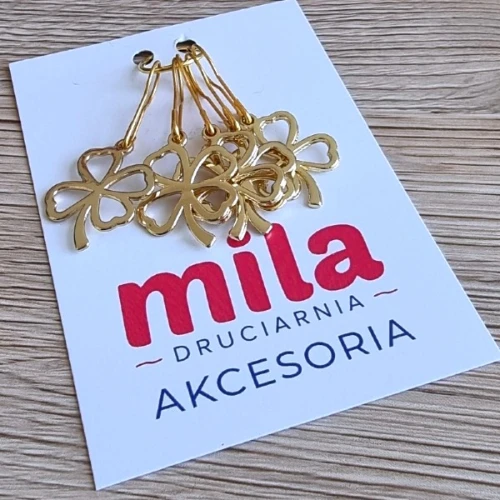 Markery, znaczniki oczek 5 szt, nr 18 koniczyna, złoty