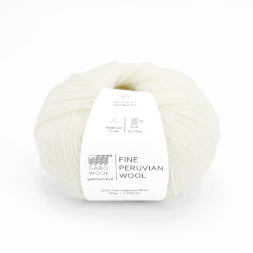 Włóczka GABO WOOL Fine Peruvian Wool 8873 naturalna biel