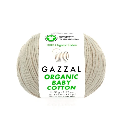 Włóczka Gazzal Organic Baby Cotton 444 ciepły beż, bawełna organiczna