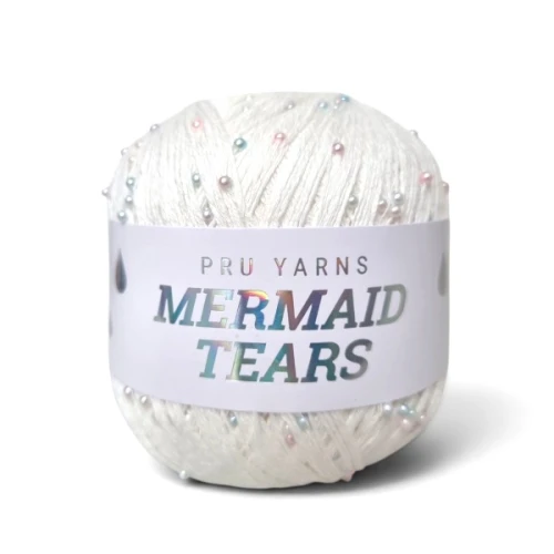 Włóczka z koralikami Pru Yarns Mermaid Tears 01 biały