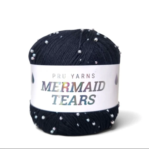 Włóczka z koralikami Pru Yarns Mermaid Tears czarny