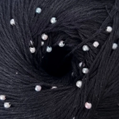 Włóczka z koralikami Pru Yarns Mermaid Tears czarny