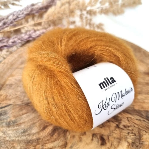 Włóczka Kid Mohair Shine 03 ochra  z jedwabiem