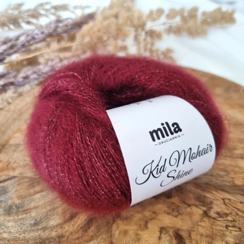 Włóczka Kid Mohair Shine 13 bordo  z jedwabiem