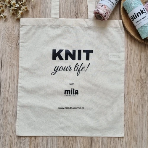 Torba, siatka bawełniana "Knit your life!" 37x41 cm 03