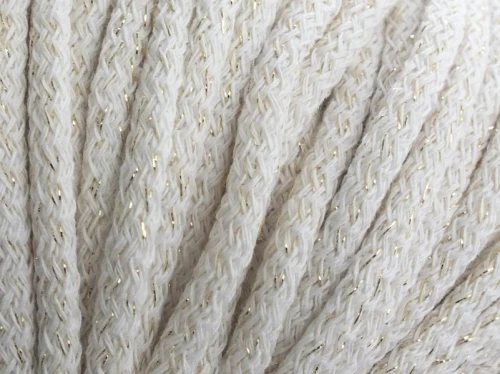 Sznurek bawełniany 3 mm GLITTER, 100 m PG118 złote ecru