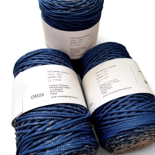 Sznurek poliestrowy OMBRE 3 mm, 300m OM28 szary/jeans II GATUNEK