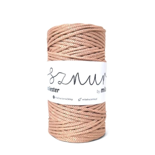 Sznurek poliestrowy by Mila 3 mm GLITTER, 100 m, G137 RÓŻOWE ZŁOTO