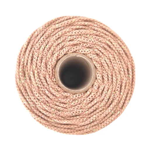 Sznurek poliestrowy by Mila 3 mm GLITTER, 100 m, G137 RÓŻOWE ZŁOTO