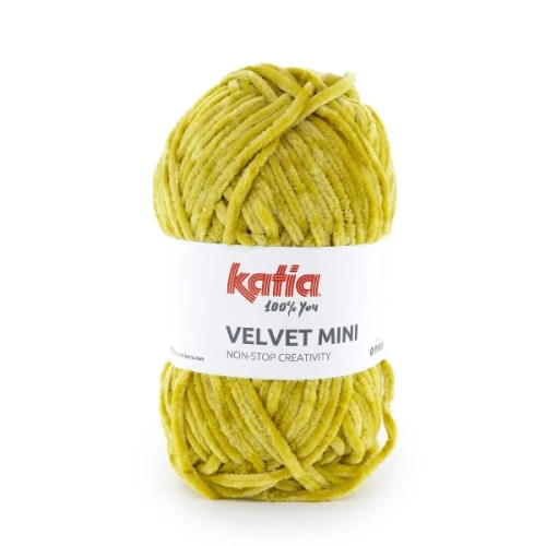 Włóczka Katia Velvet MINI 229 musztardowy dolphin, szenilowa, na zabawki, amigurumi, pluszowa, misiowata, miziata, puszysta, futerkowa, Himalaya delfin, poliester, poliestrowa, z włoskami
