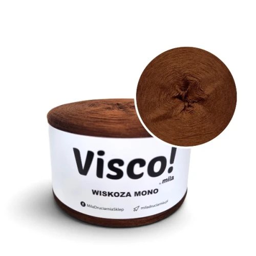 Włóczka Visco! Mono, kolor 160066 ciemny brąz, wiskoza z kilku nieskręconych nitek, na letnie dzianiny