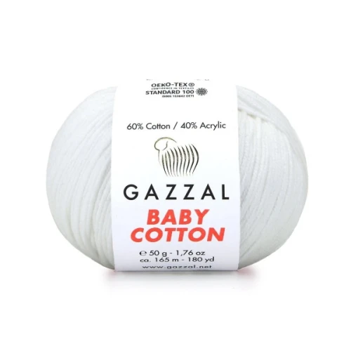 Włóczka Gazzal Baby Cotton 3410 ecru, bawełna, akryl