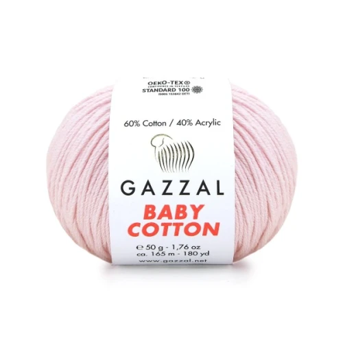 Włóczka Gazzal Baby Cotton 3411 róż, bawełna, z bawełną, dla dzieci