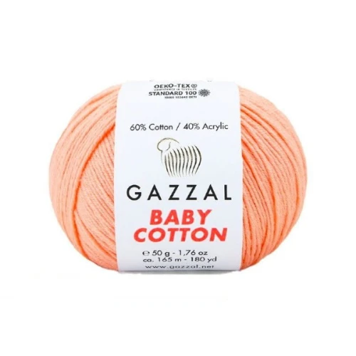 Włóczka Gazzal Baby Cotton 3412 łosoś, bawełna, z bawełną