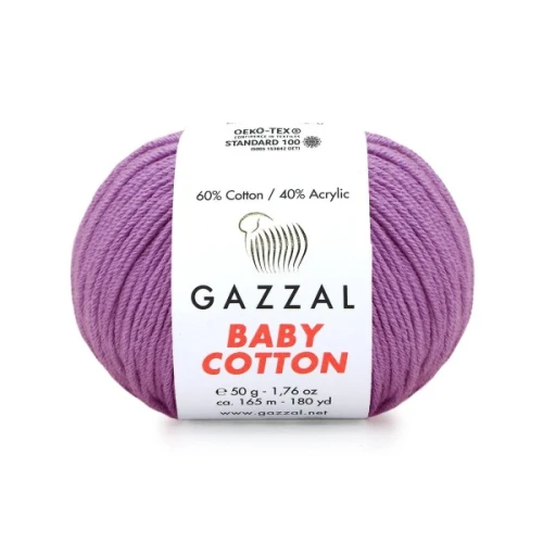 Włóczka Gazzal Baby Cotton 3414 wrzos, bawełna z akrylem