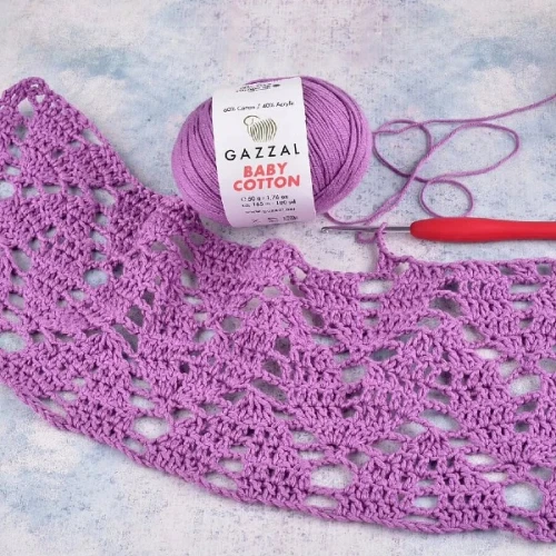 Włóczka Gazzal Baby Cotton 3414 wrzos, bawełna z akrylem
