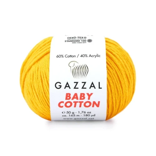 Włóczka Gazzal Baby Cotton 3417 żółty bawełna z akrylem